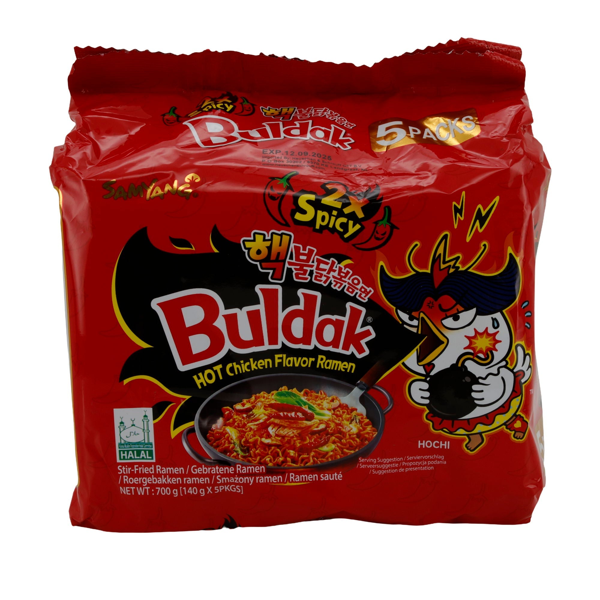 Hot Chicken Flavour Ramen Samyang Buldak | Instant-Nudeln | 2x Spicy, 5x140 g BULDAK